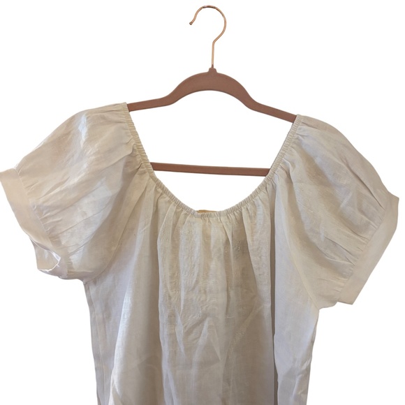 NWT Eberjey 100% Linen Harper Button Front Midi Dress White M - Picture 5 of 10